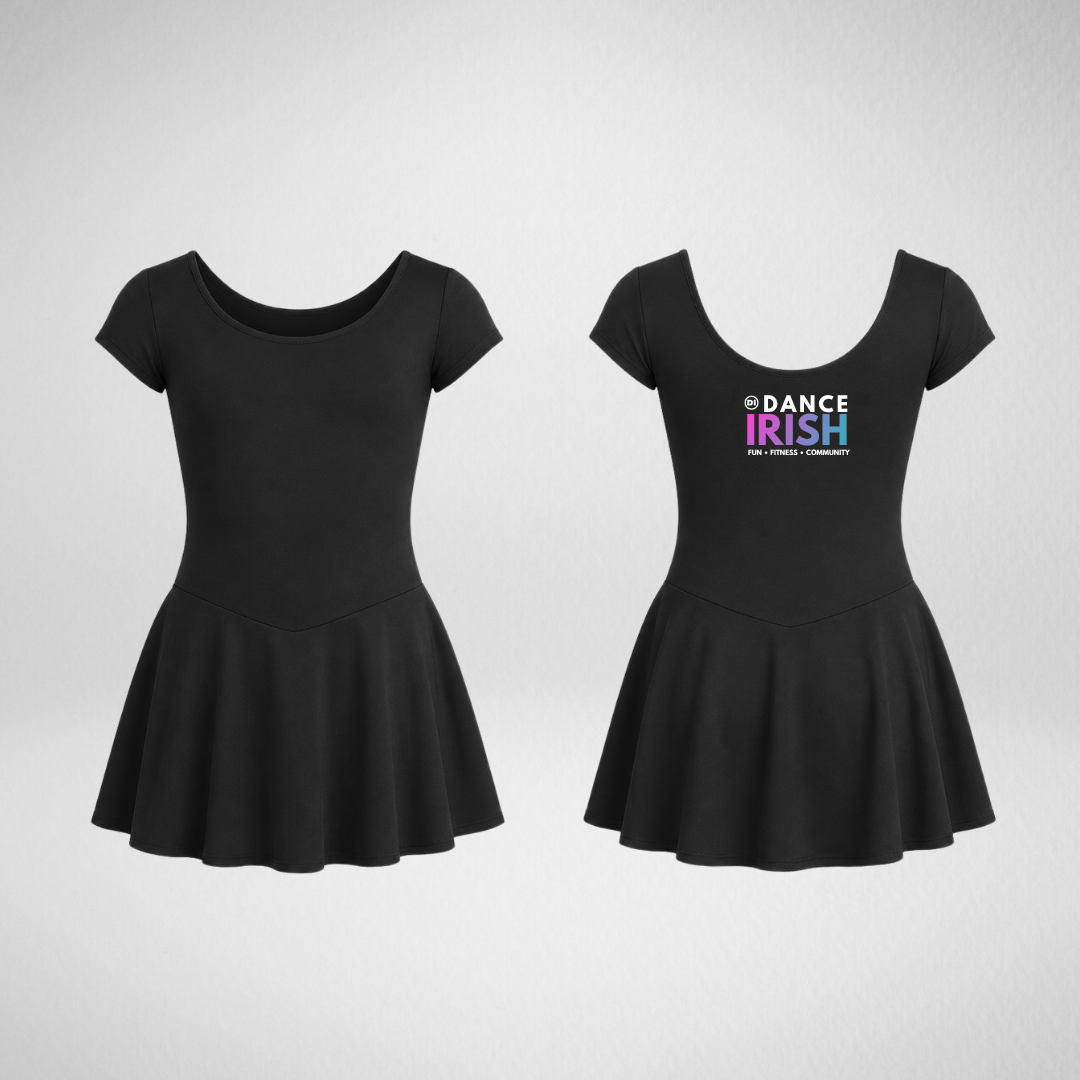 Dance Irish Black/Pink Nylon Skirted Leotard