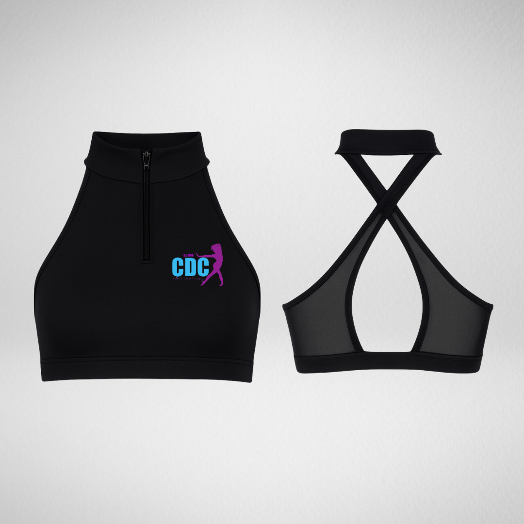 Clare's Dance Company Zip Front Bra Top