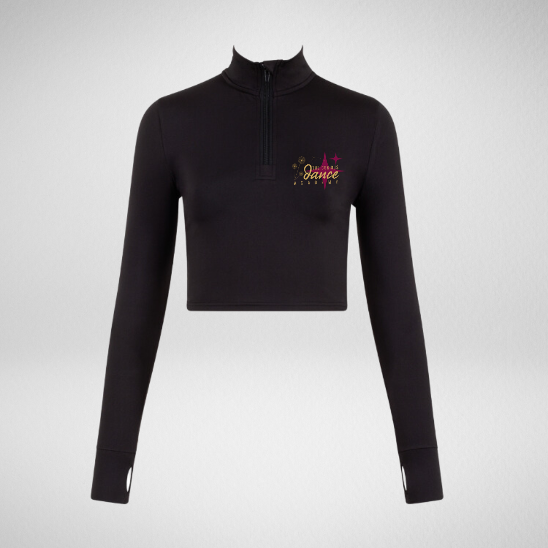 The Curious Dance Academy Long Sleeved Zip Crop Top