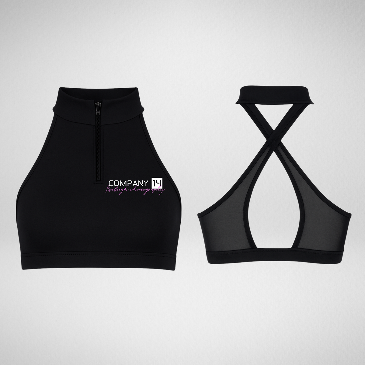 Company 14 Black Zip Front Bra Top