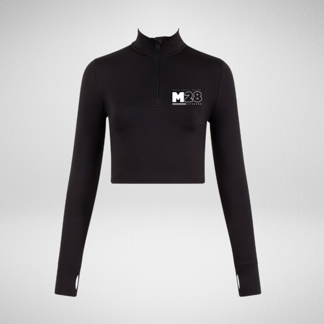 M 28 Studios Long Sleeved Zip Crop Top
