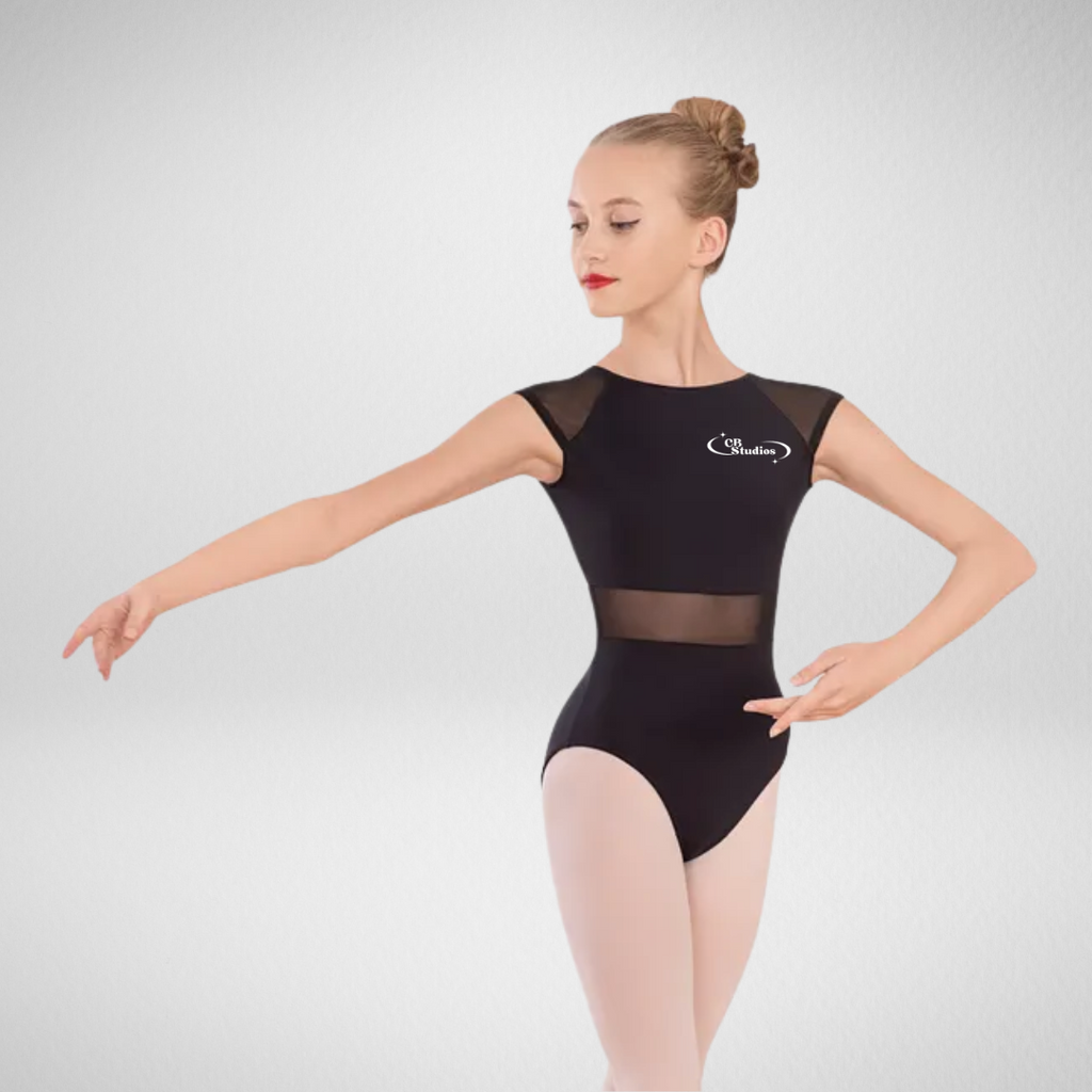 CB Studios Open Back Mesh Panel Leotard