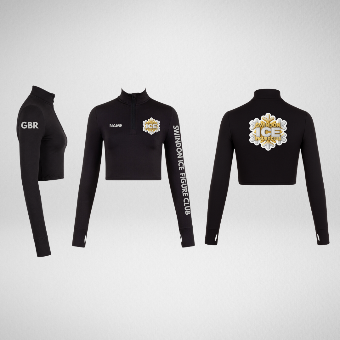 Swindon Ice Figure Club Main Range Silver Long Sleeved Zip Crop Top