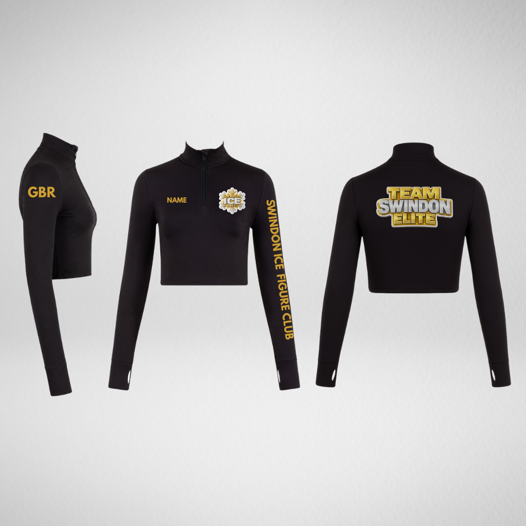 Swindon Ice Figure Club Main Range Gold Long Sleeved Zip Crop Top
