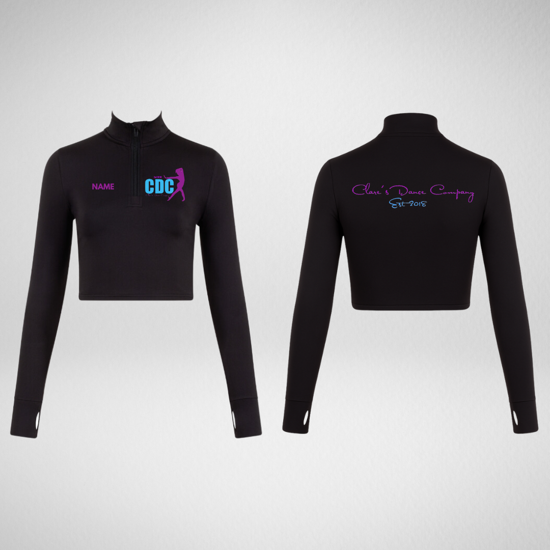 Clare's Dance Company Long Sleeved Zip Crop Top