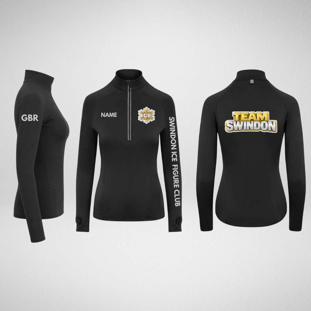 Swindon Ice Figure Club Main Range Silver Stretch 1/4 Zip Top