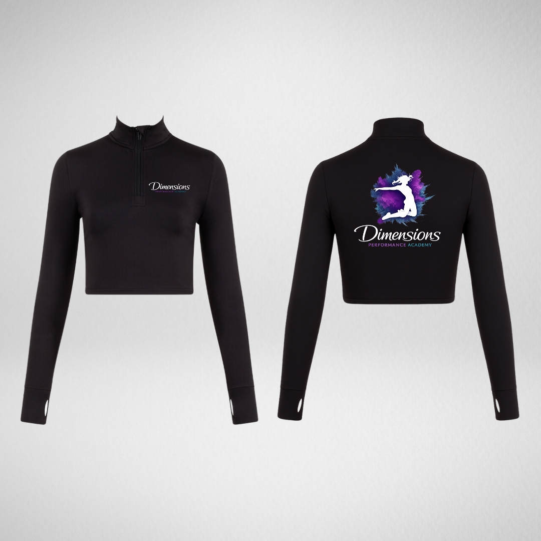 Dimensions Performance Academy Long Sleeved Zip Crop Top