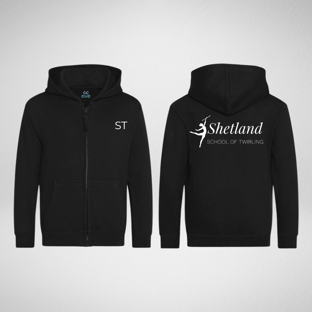 Shetland School of Twirling Black Zipped Hoodie