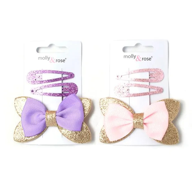Bow Clip & Glitter Sleepies Set