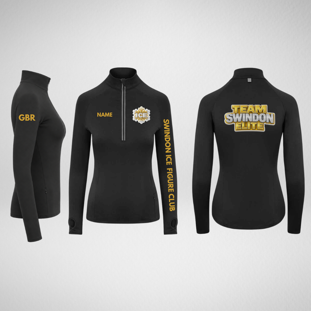 Swindon Ice Figure Club Main Range Gold Stretch 1/4 Zip Top
