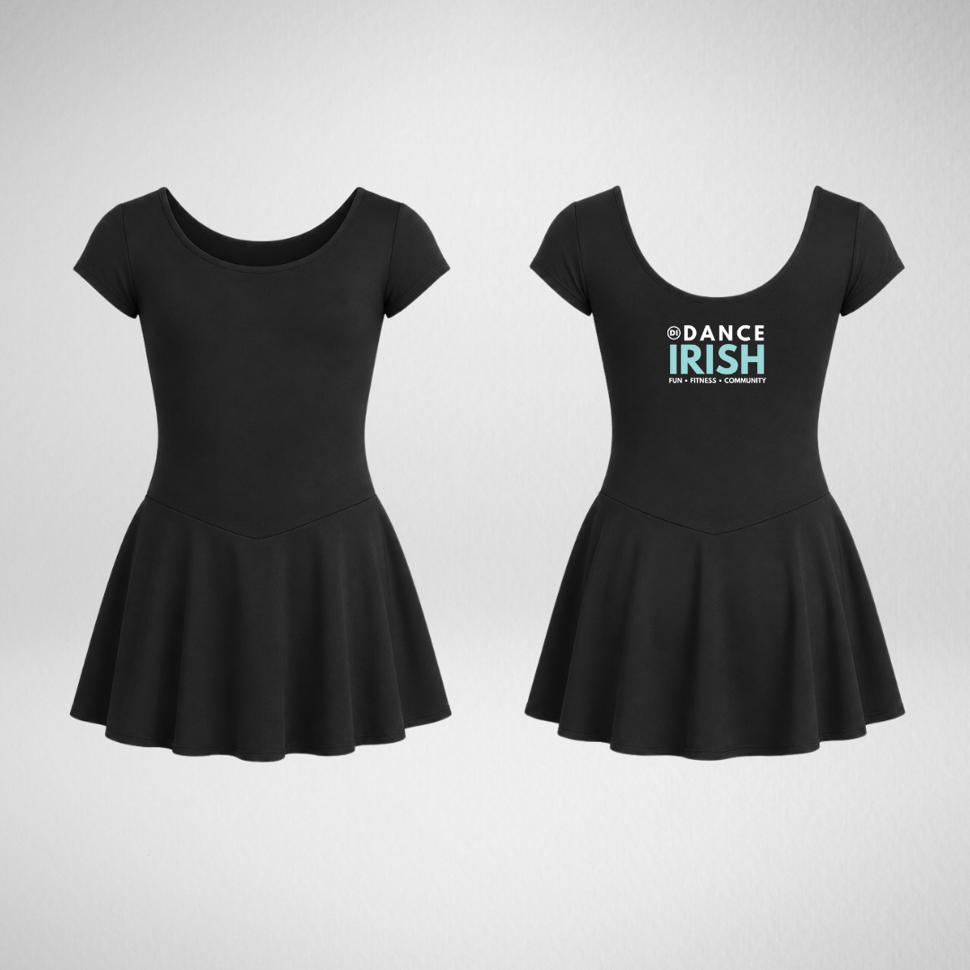 Dance Irish Black/Blue Nylon Skirted Leotard