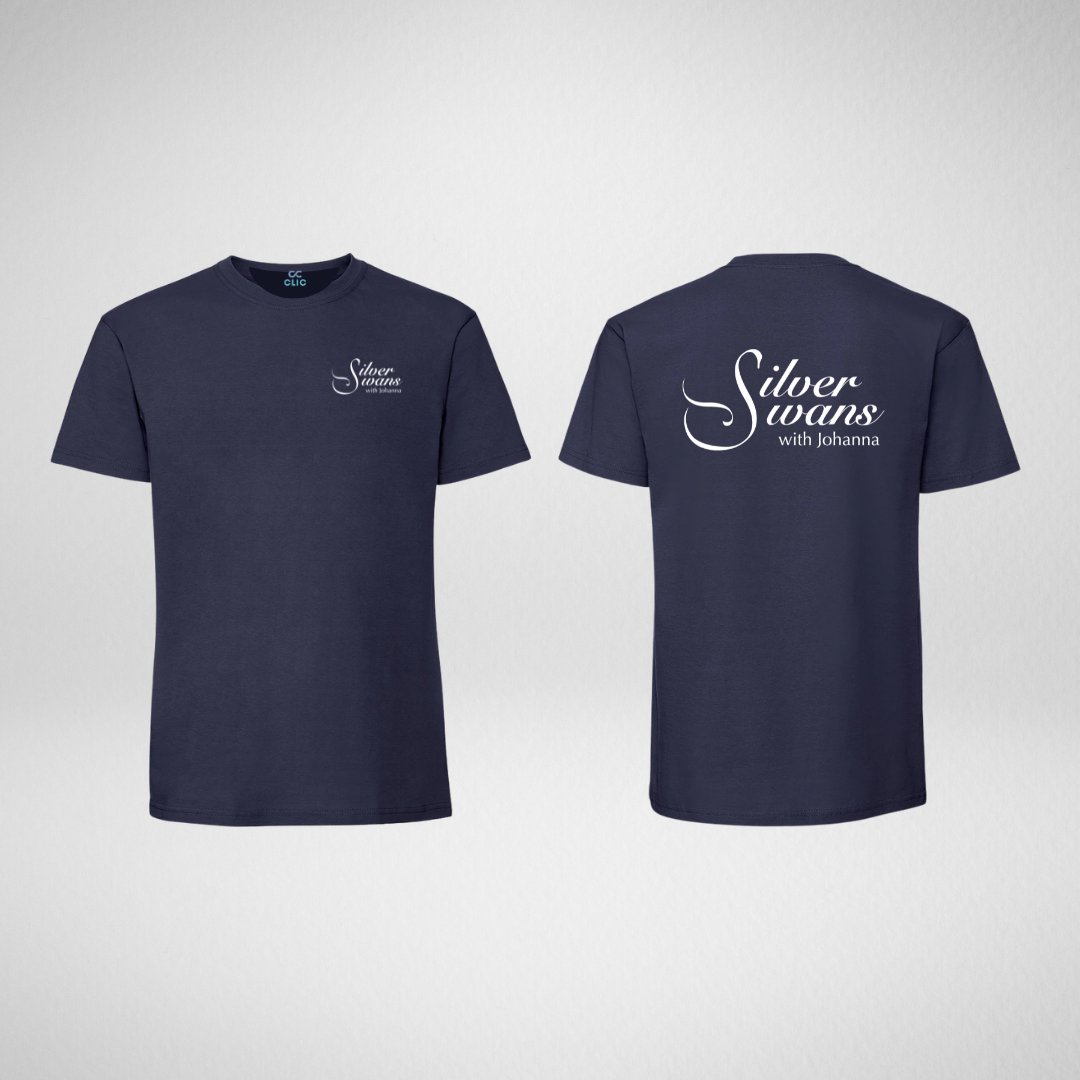 Silver Swans Navy Cotton T-Shirt