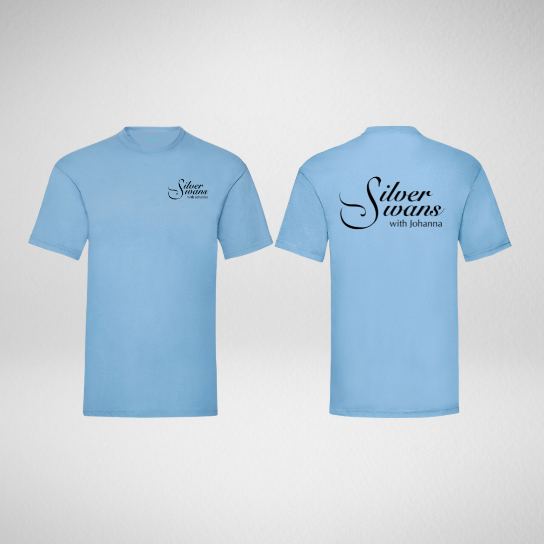 Silver Swans Sky Blue Cotton T-Shirt