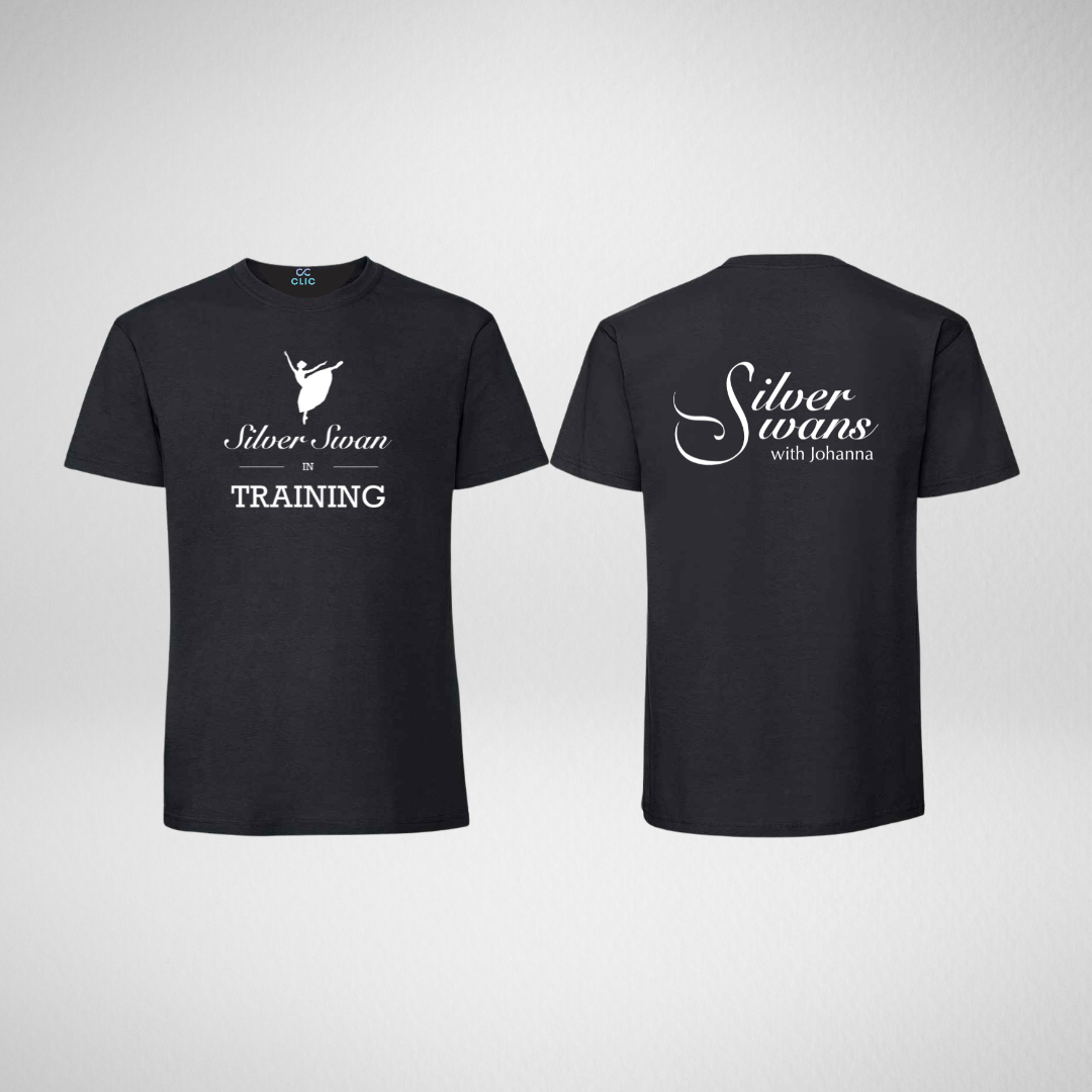 Silver Swans In Training Black Cotton T-Shirt