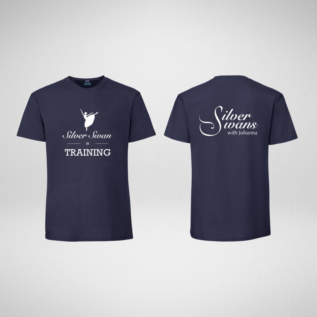 Silver Swans In Training Navy Cotton T-Shirt
