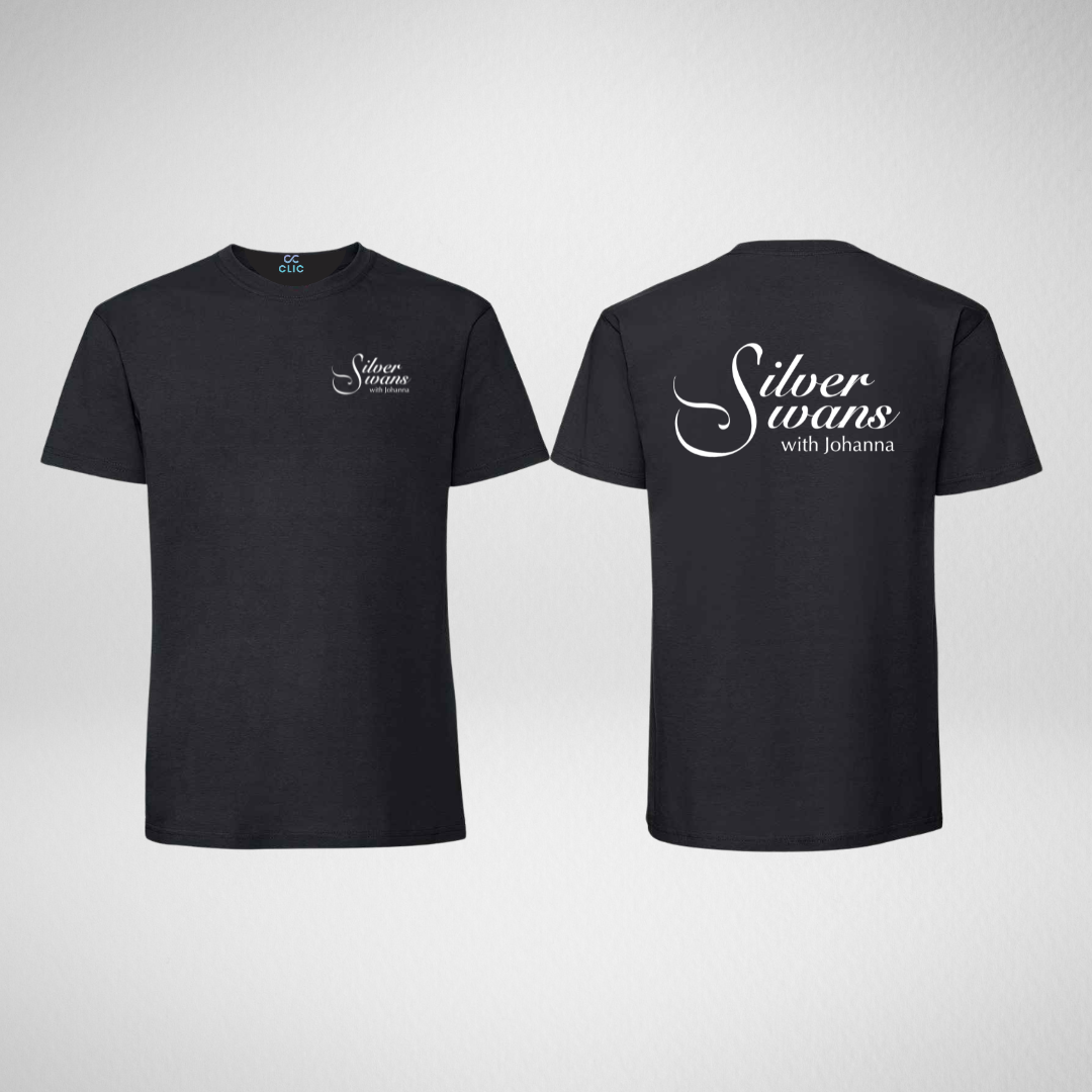 Silver Swans Black Cotton T-Shirt