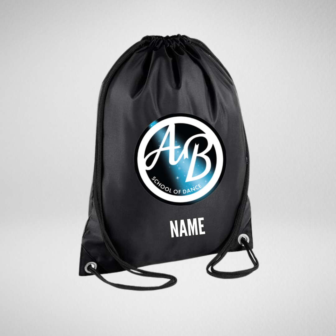 AB School Of Dance Black Drawstring Bag