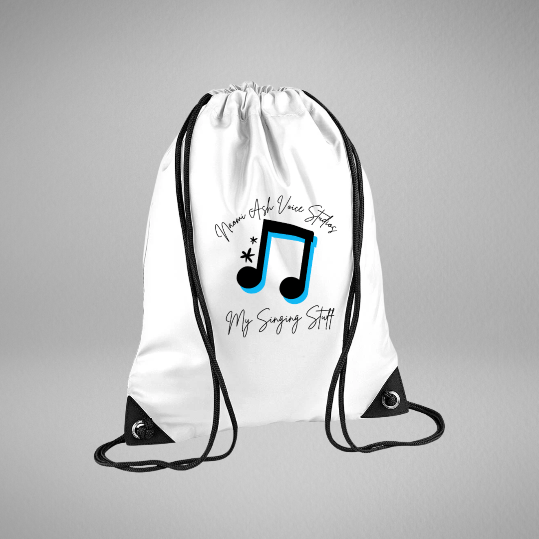 Naomi Ash Voice Studios White Drawstring Bag
