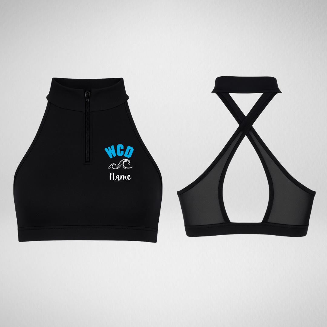 West Coast Dance Zip Front Bra Top