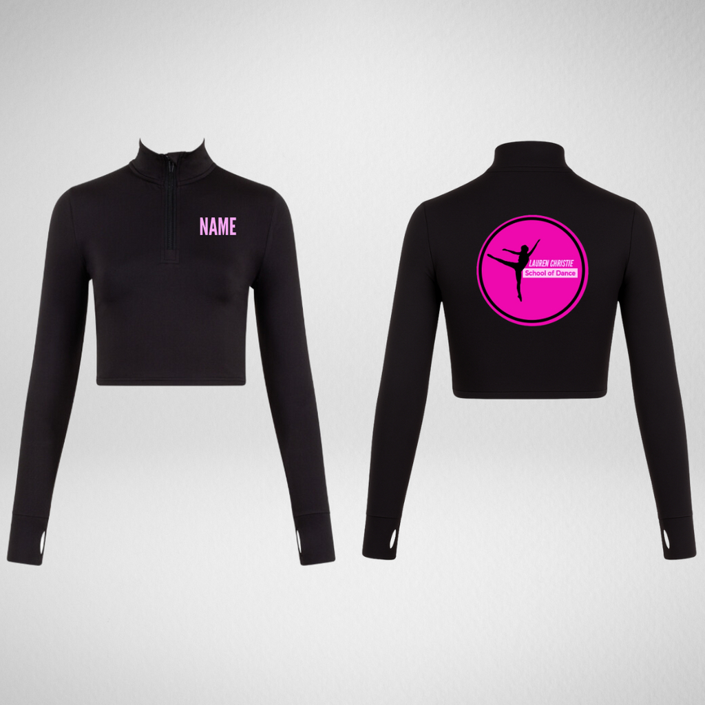 Lauren Christie Dance Long Sleeved Zip Crop Top