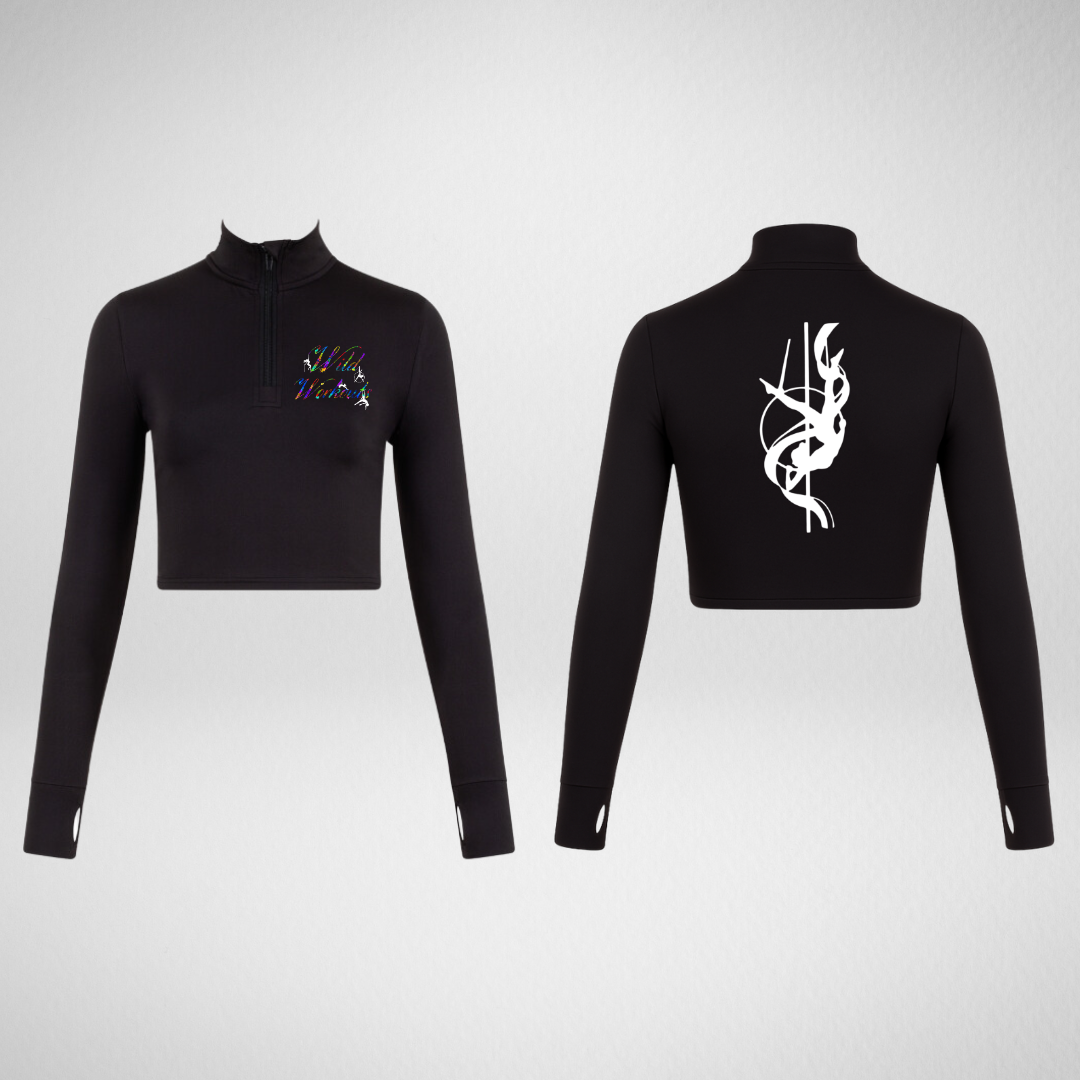 Wild Workouts Long Sleeved Zip Crop Top