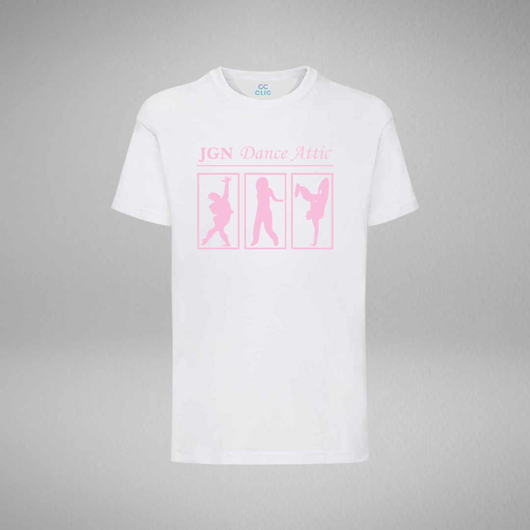 JGN Dance Attic White.Pink Cotton T-Shirt