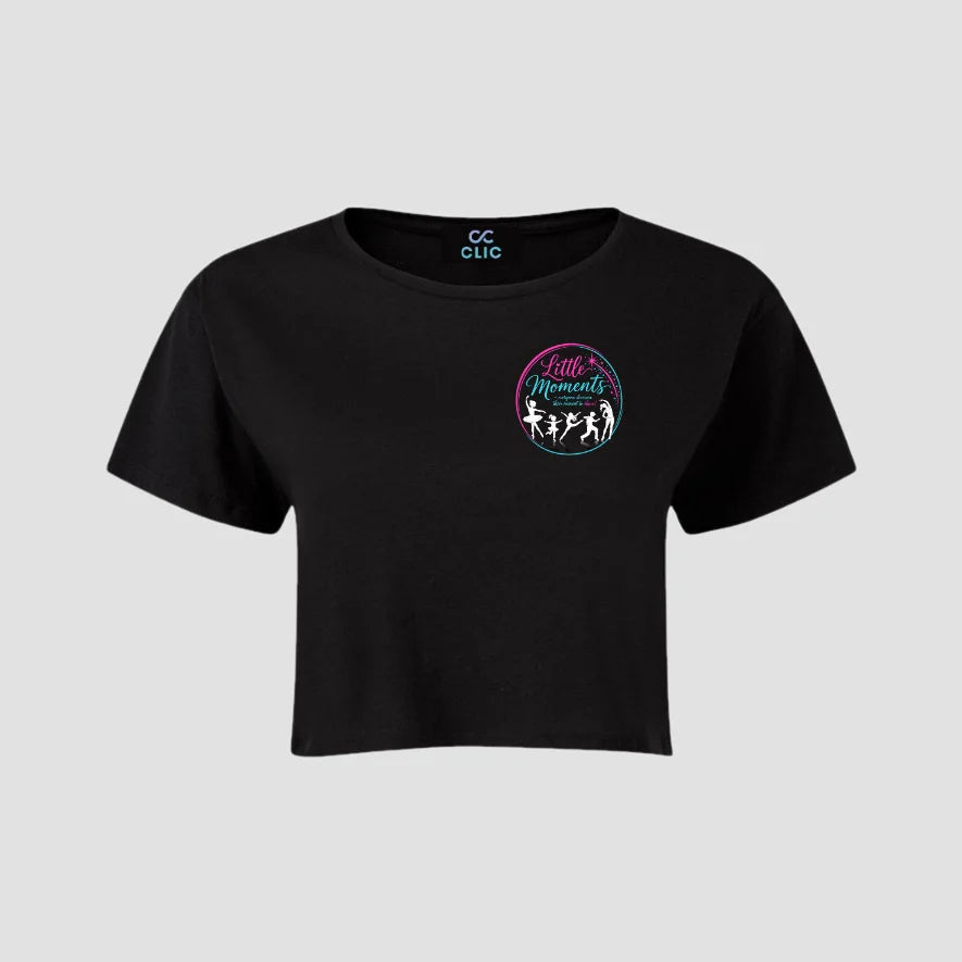 Little Moments Pink Black Cropped T-shirt