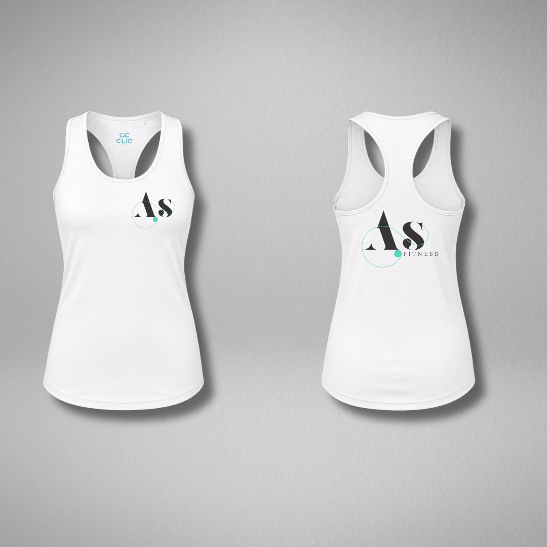 AS Fitness White Slim Racerback Vest