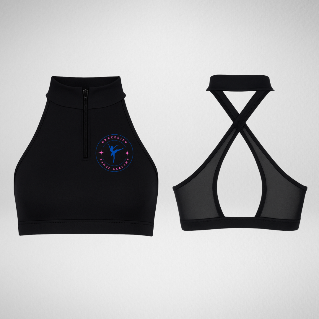 Gracedieu Dance Academy Front Zip Bra Top