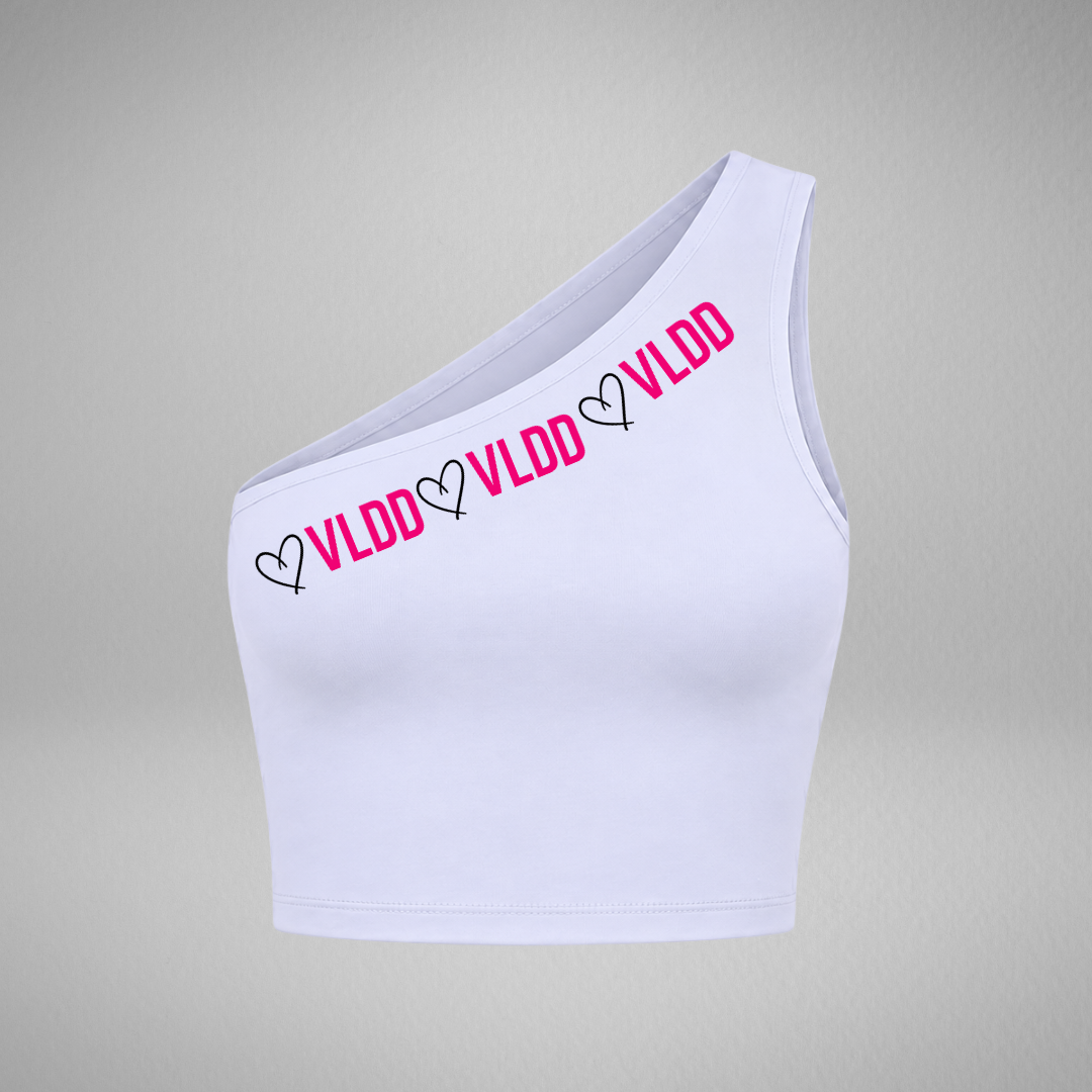 VLDD Studio White One Shoulder Crop Top