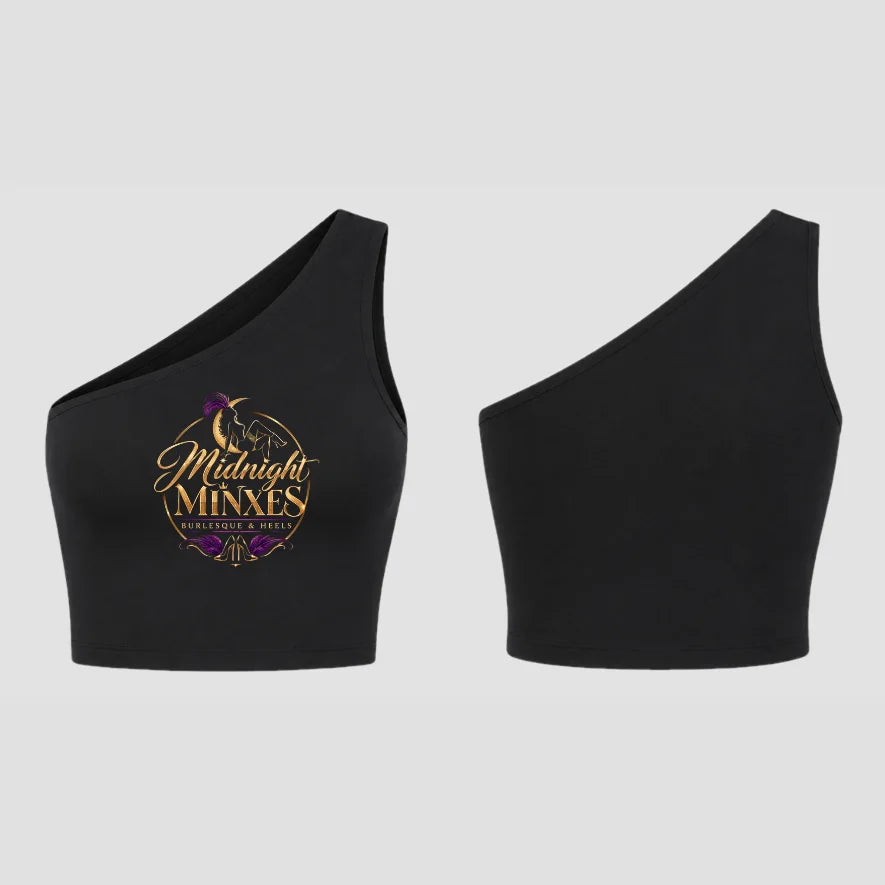 Midnight Minxes Burlesque and Heels One Shoulder Crop Top