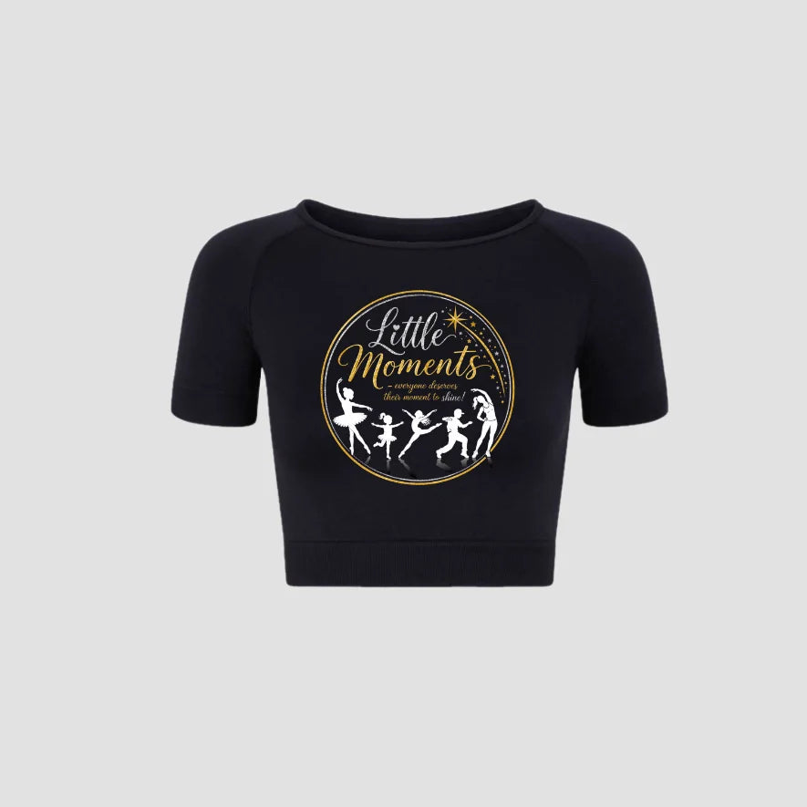 Little Moments Gold Black Activewear Crop Top