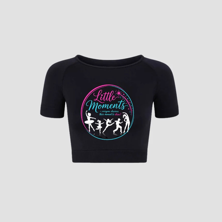 Little Moments Pink Black Activewear Crop Top