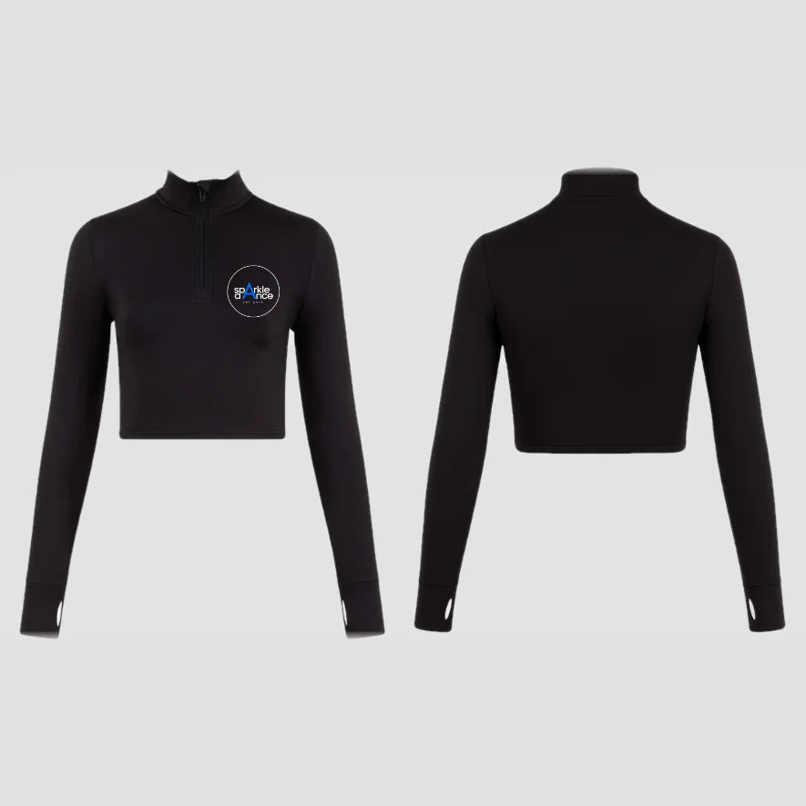 Sparkle Dance Studios Blue Long Sleeve Zip Crop Top