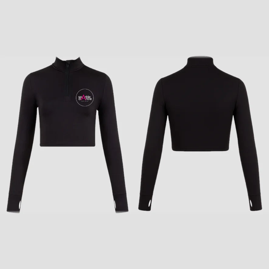 Sparkle Dance Studios Pink Long Sleeve Zip Crop Top