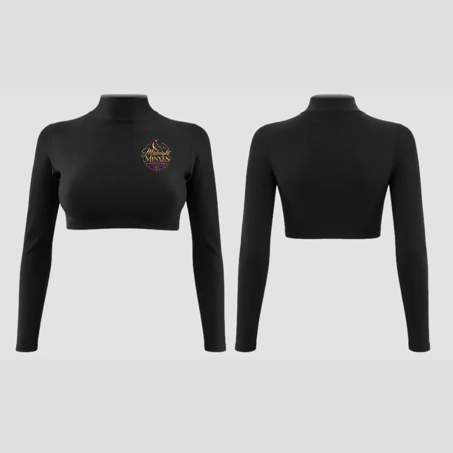 Midnight Minxes Burlesque and Heels High Neck Crop Top