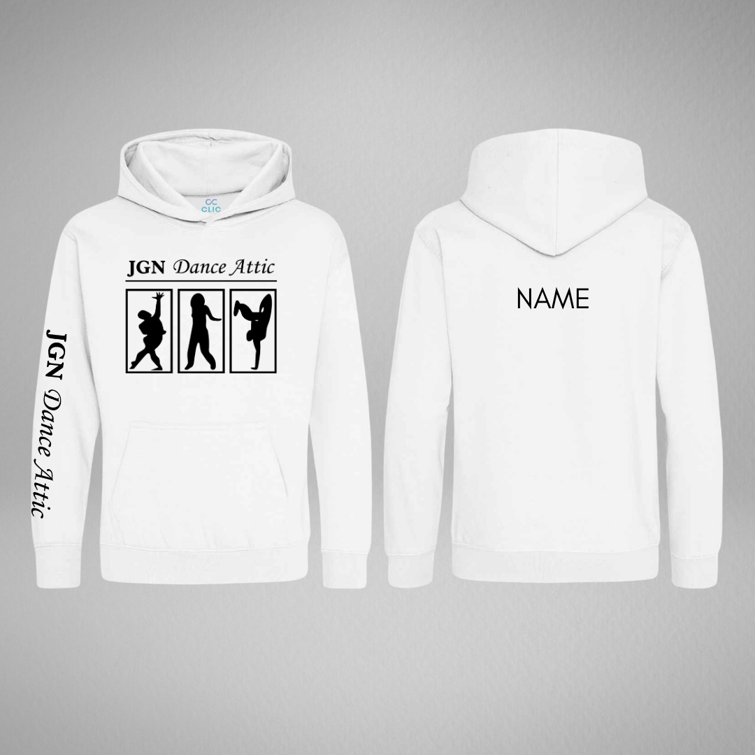 JGN Dance Attic White.Black Pullover Hoodie