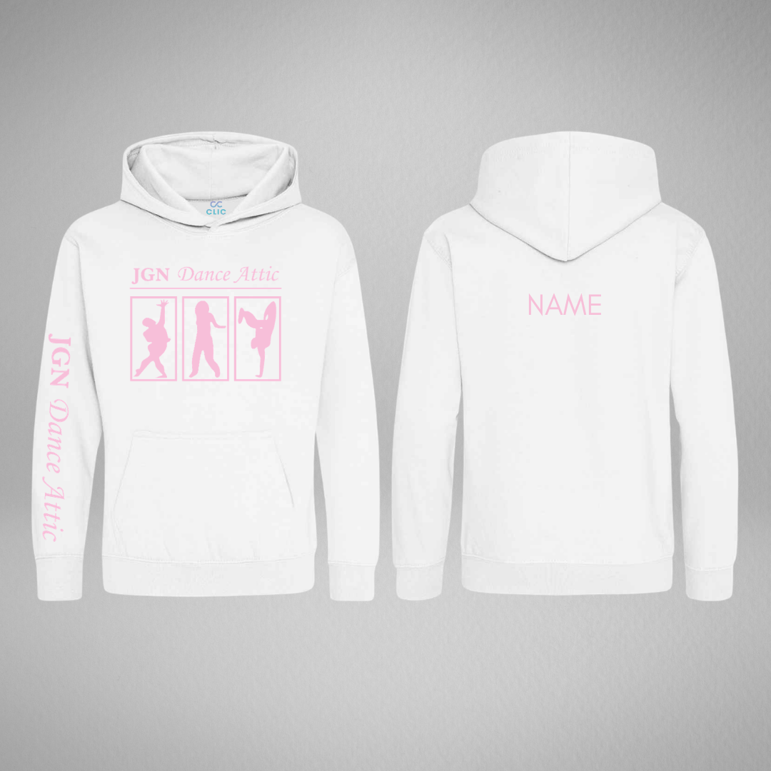 JGN Dance Attic White.Pink Pullover Hoodie