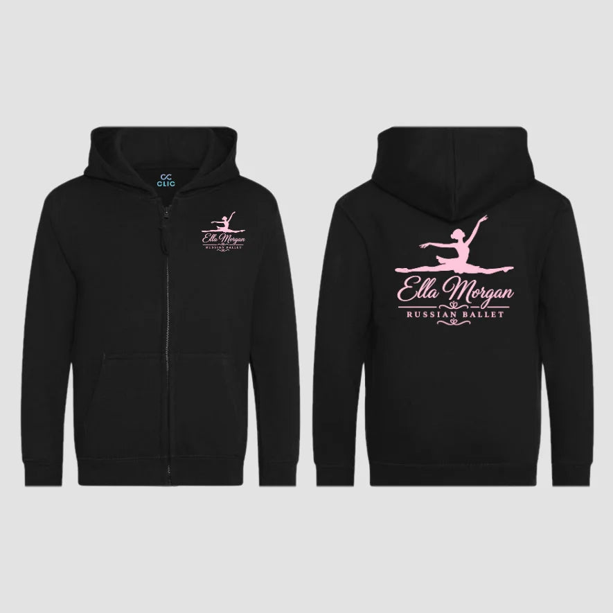 Ella Morgan School of Russian Ballet Black Zipped Hoodie