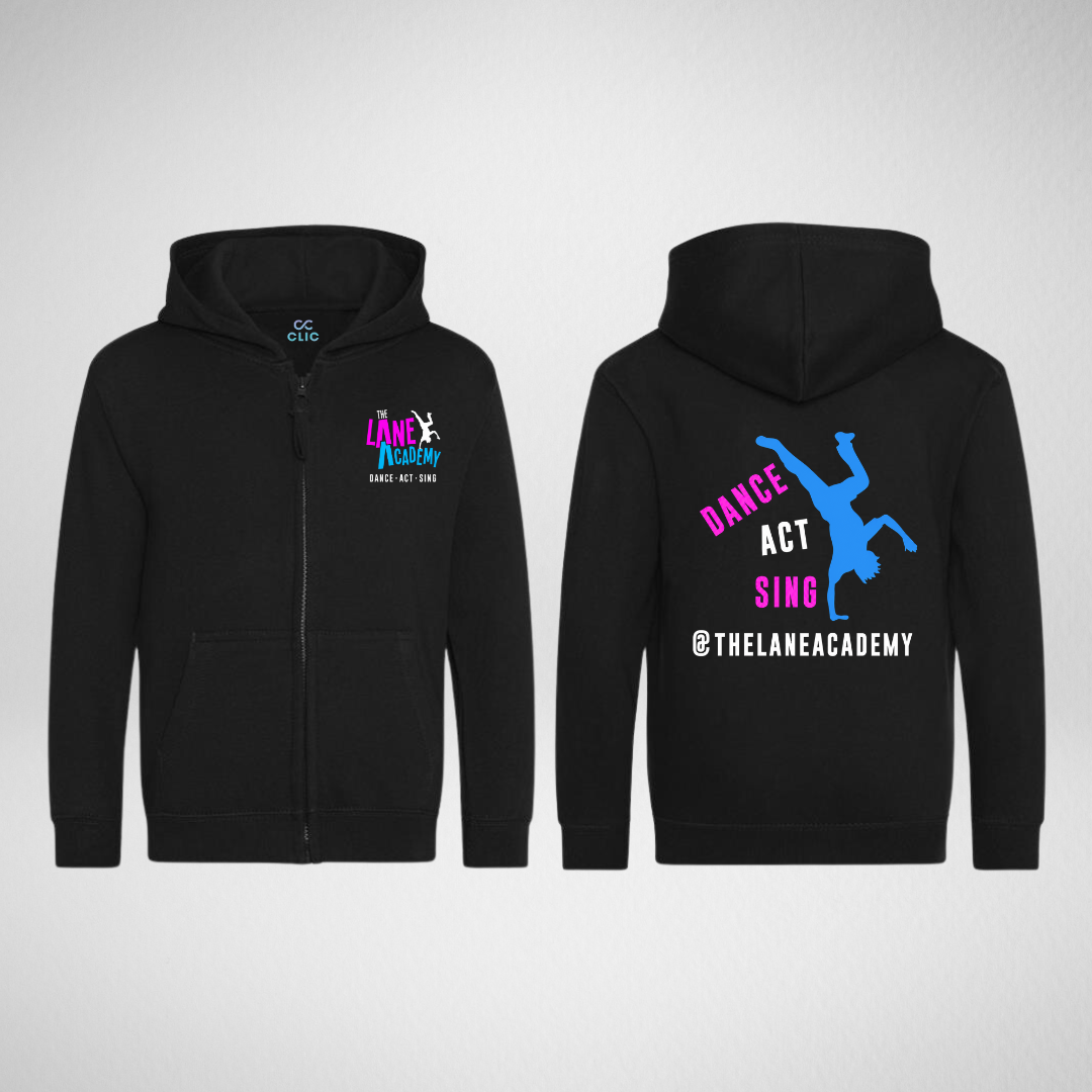 The Lane Academy Black Zipped Hoodie