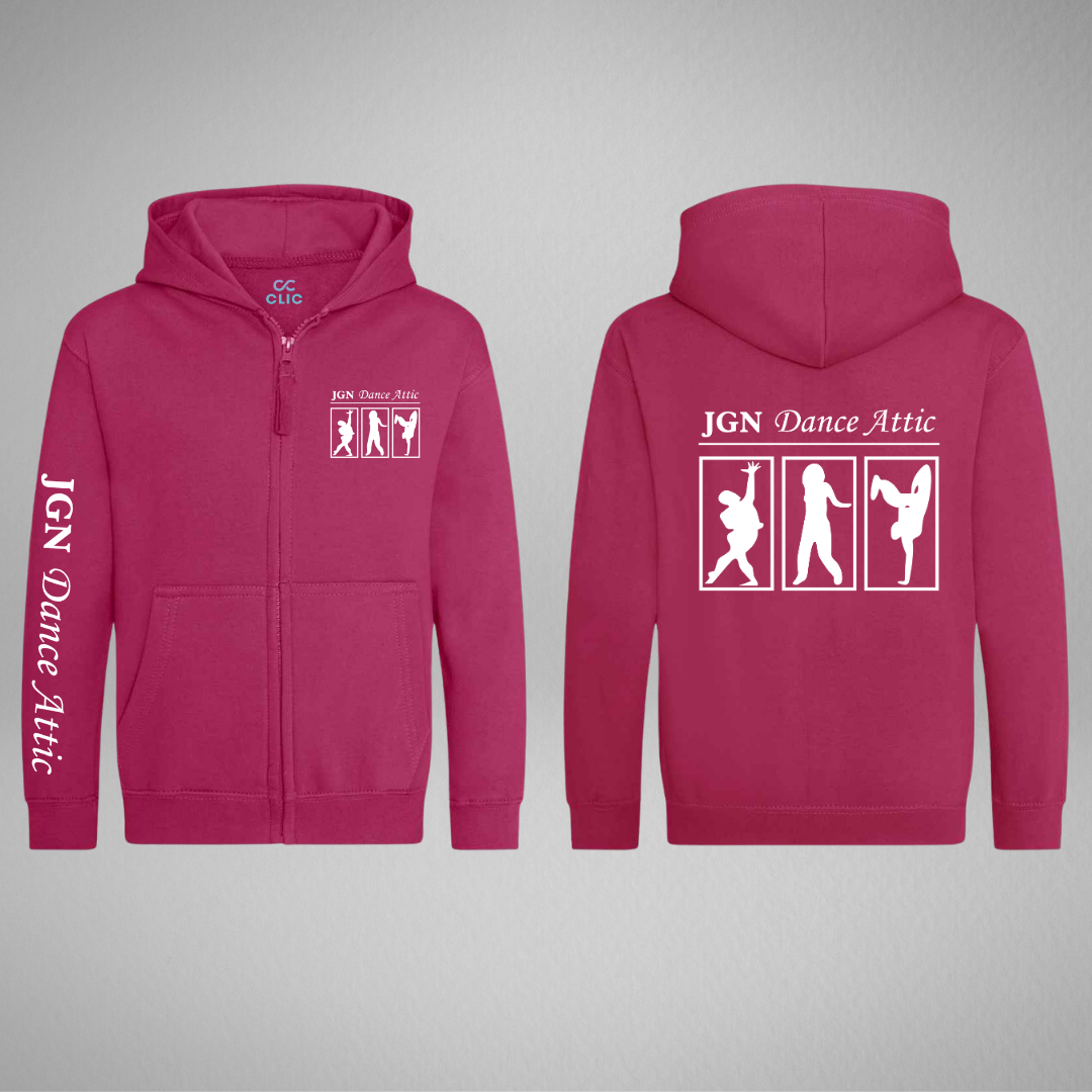 JGN Dance Attic Hot Pink Zipped Hoodie