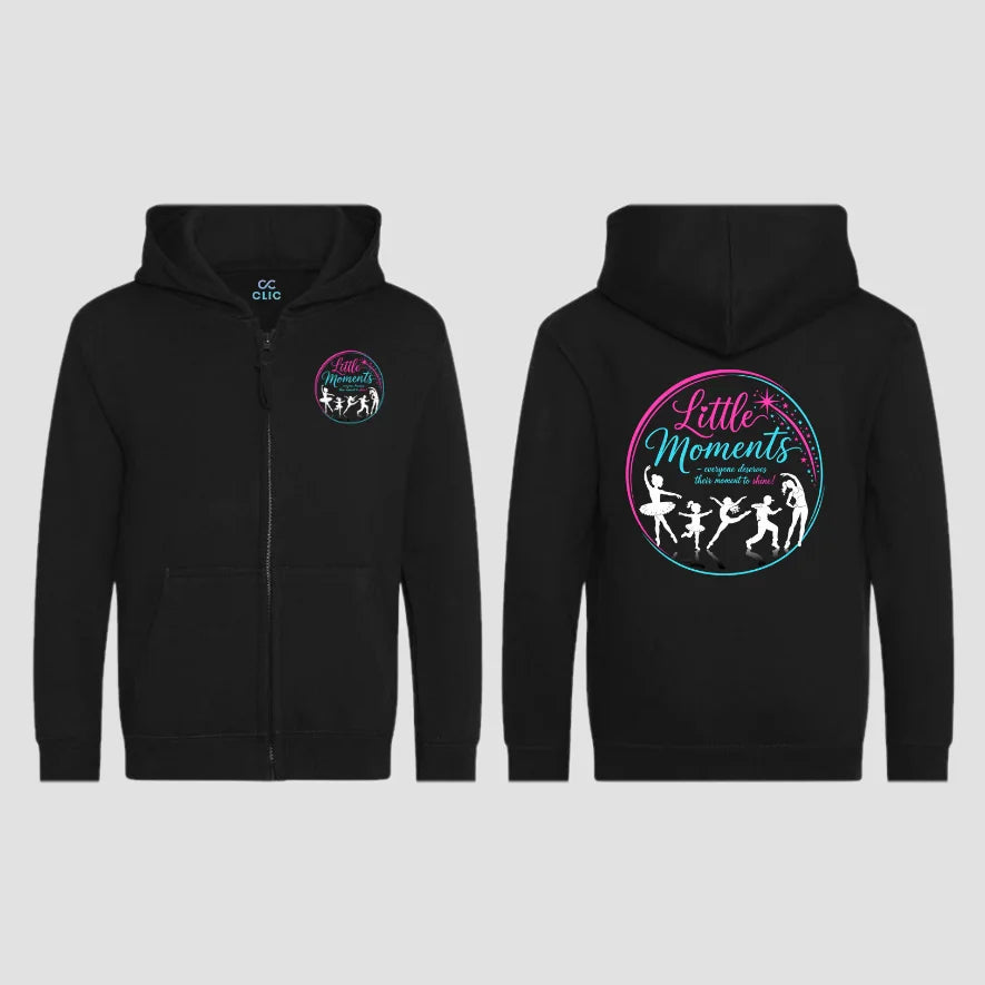 Little Moments Pink Black Zipped Hoodie