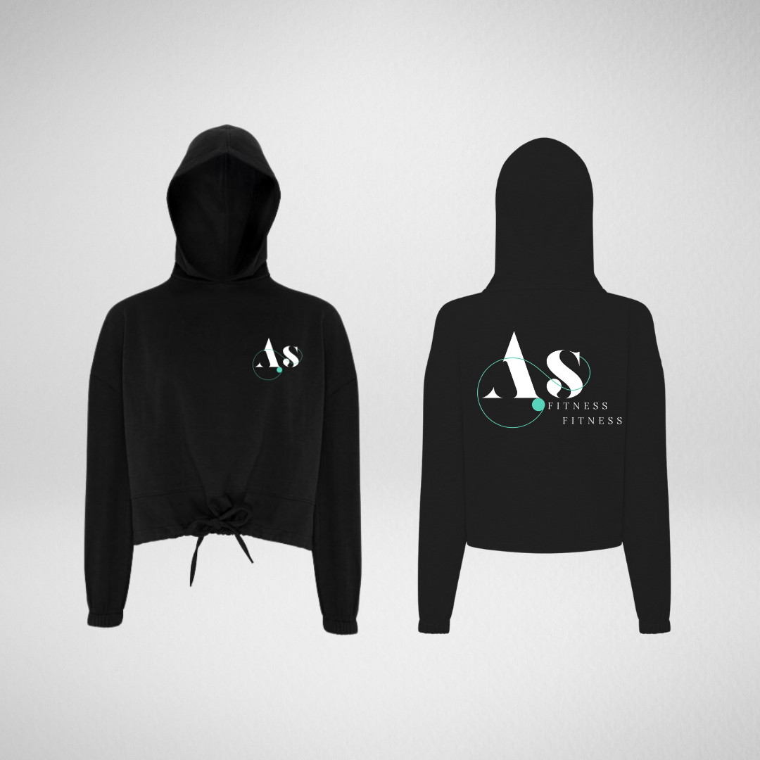 AS Fitness Black Oversized Cropped Pullover