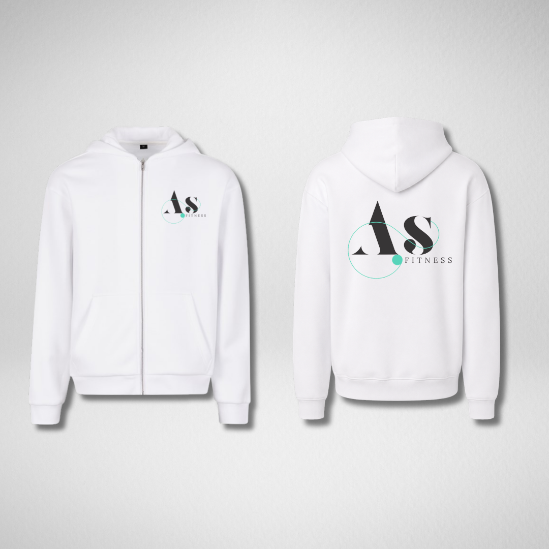 AS Fitness White Supersoft Zip Hoodie