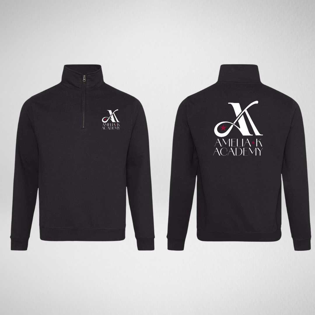 Amelia K Academy Black Cotton ¼ Zip Adult Sizes only
