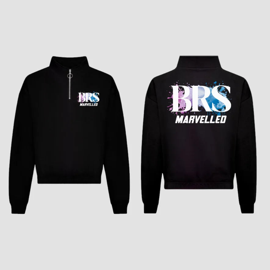 BRS-Dance Ltd Marvelled Black Cropped ¼ Zip Sweat Adults Sizes Only