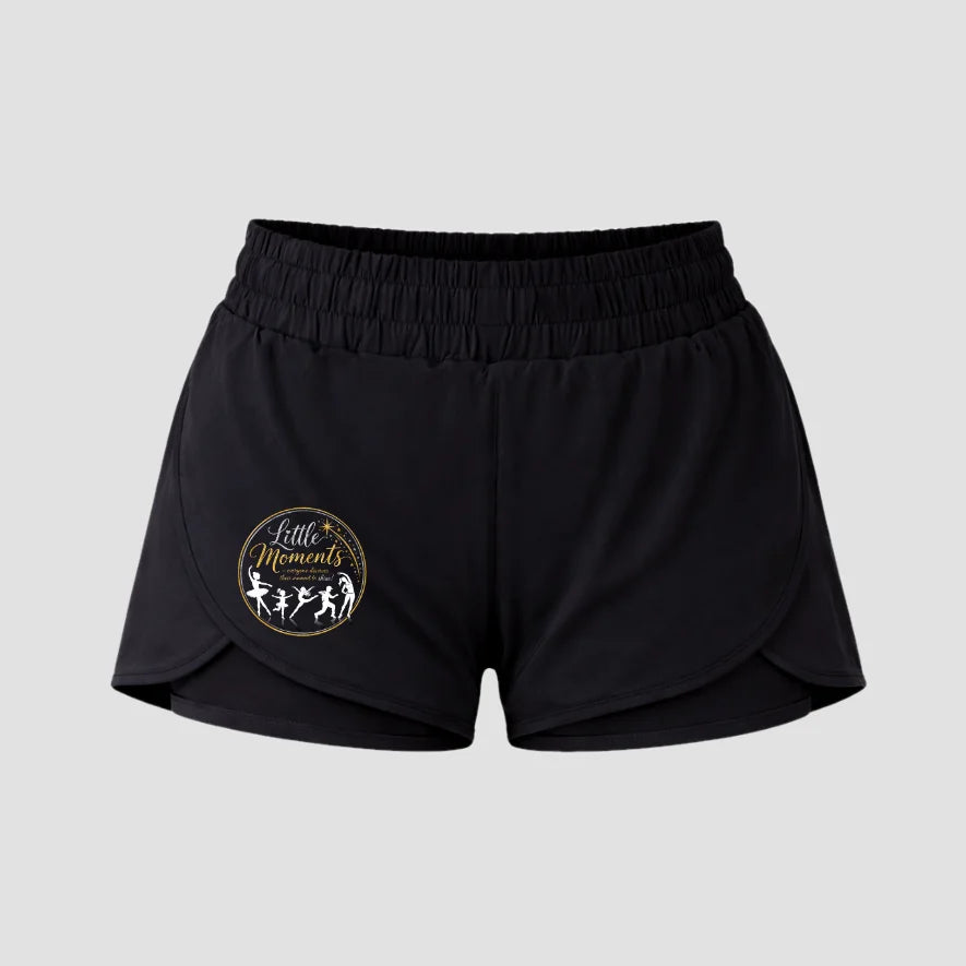 Little Moments Gold Black Layered Dance Shorts