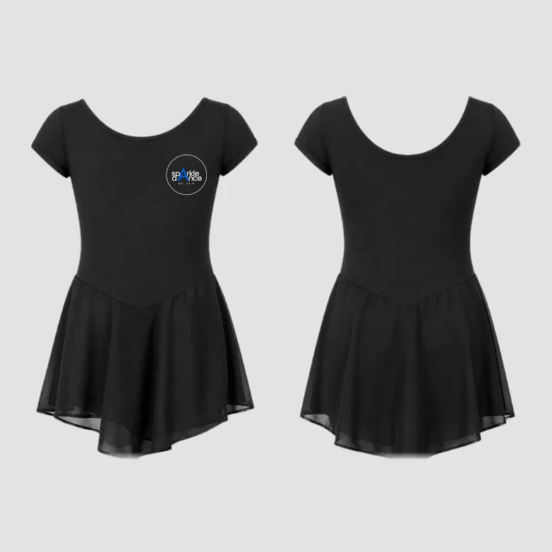 Sparkle Dance Studios Black Blue Voile Skirted Leotard