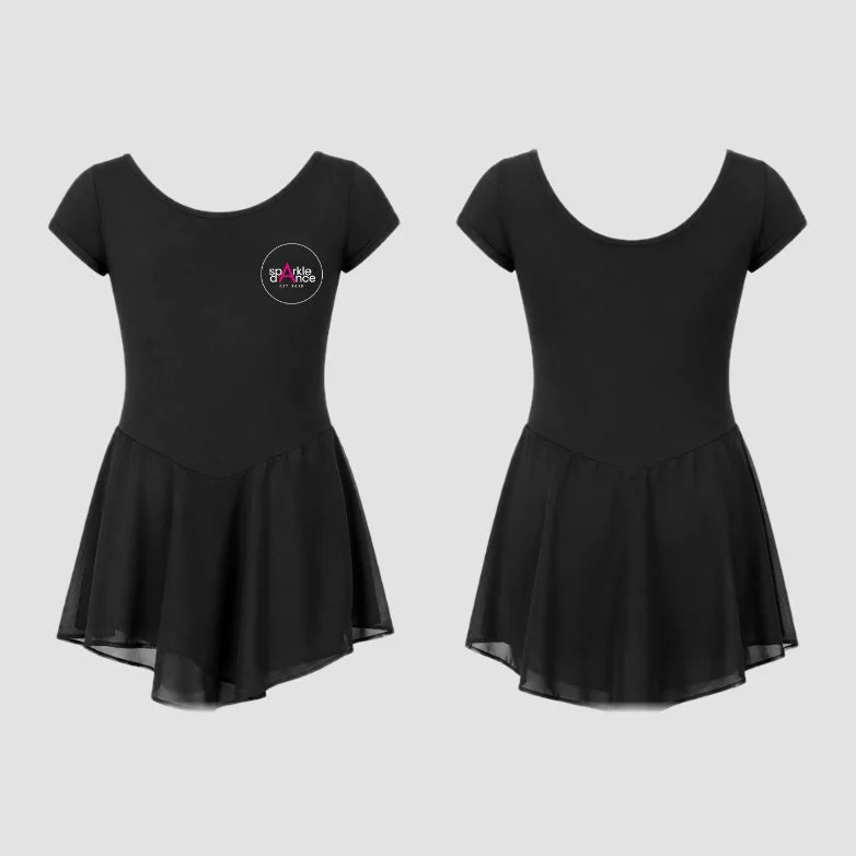 Sparkle Dance Studios Black Pink Voile Skirted Leotard