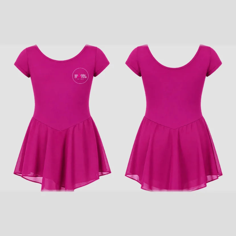 Sparkle Dance Studios Magenta Pink Voile Skirted Leotard